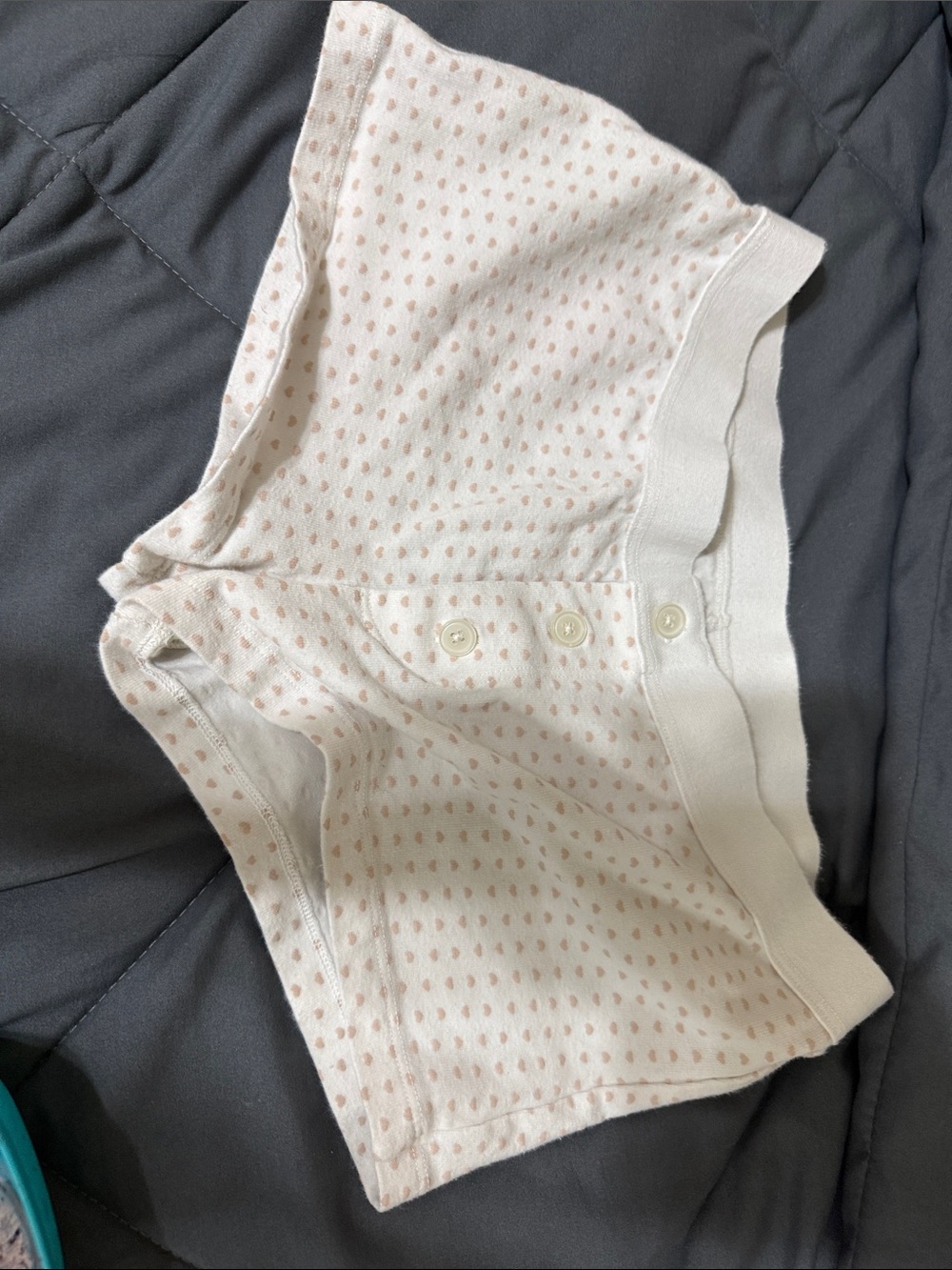 Brandy Melville Cream Knit Shorts with Pale Pink Dot Print